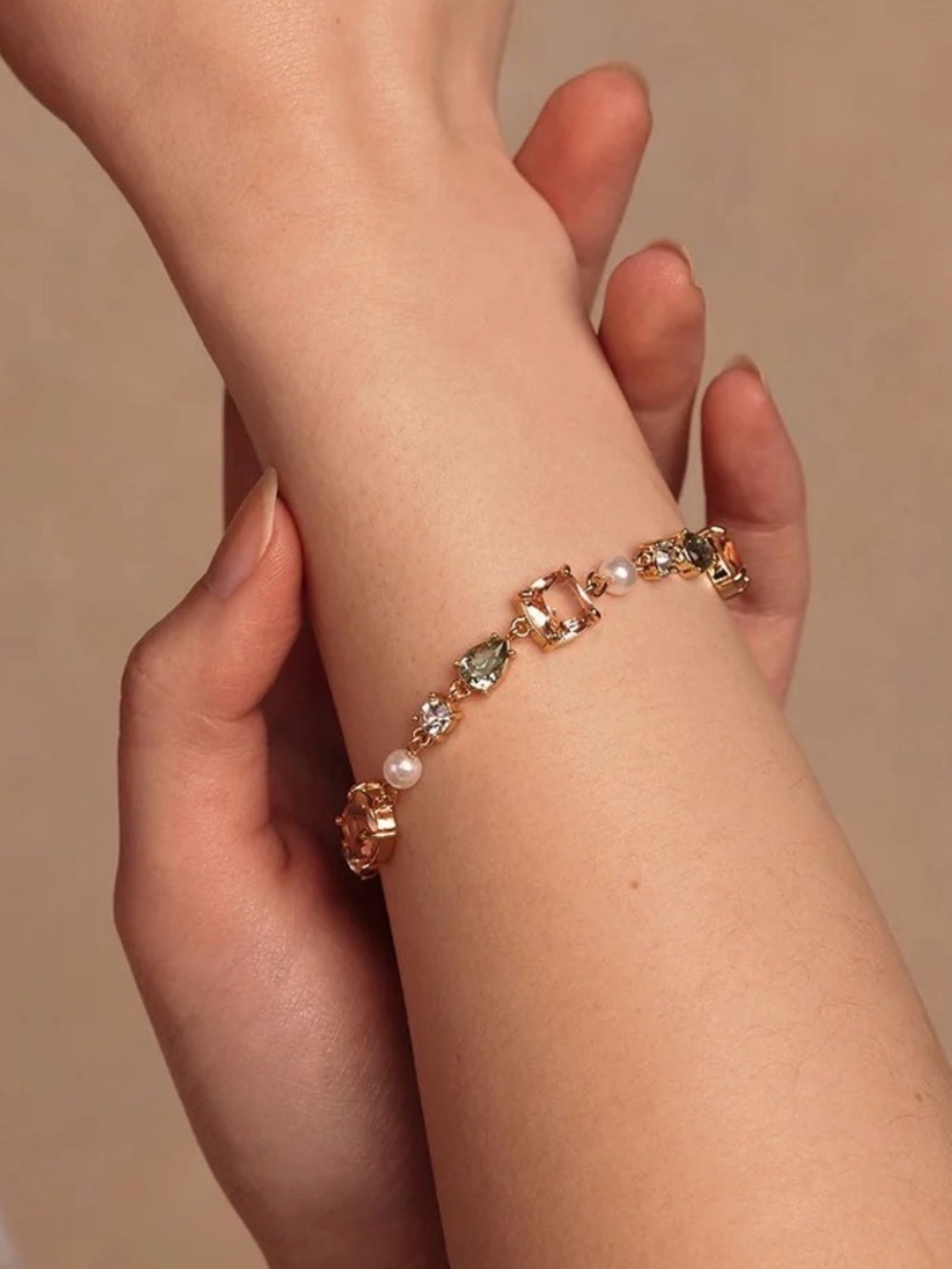 Olive & Piper "Layla" Pastel Crystal & Pearl Bracelet - NWT
